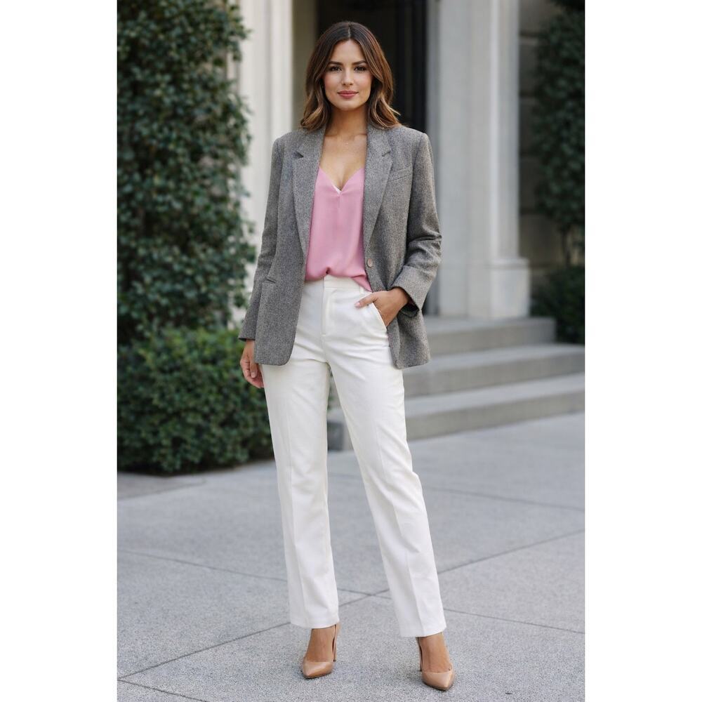 Koret Career Vintage Women’s Grey Merino Wool Blazer Academic Preppy XL US Made